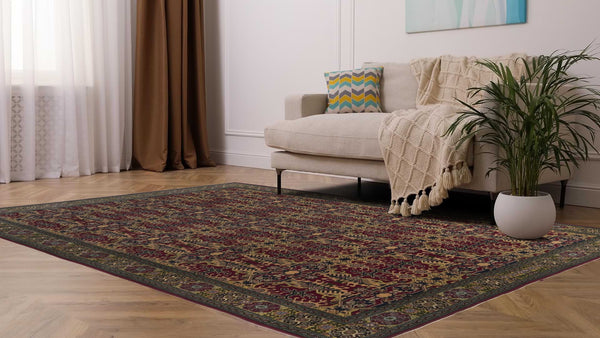 34905 Oriental Rug Turkish Handmade Area Tribal Traditional 6'8'' x 9'4'' -7x9- Red Geometric Design_R_R