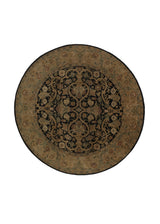 Oriental Rug Indian Handmade Round Transitional 8'0"x8'0" (8x8) Whites/Beige Black Jaipur Floral Design #35651