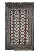 A10116 Persian Rug Turkmen Handmade Area Tribal 3'3'' x 5'3'' -3x5- Whites Beige Geometric Design