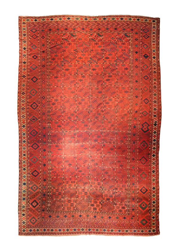 A10127 Oriental Rug Afghan Handmade Area Antique Tribal 11'9'' x 17'10'' -12x18- Red Geometric Design