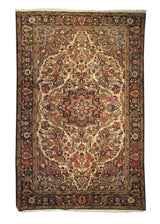 A10165 Persian Rug Hamadan Handmade Area Tribal 4'10'' x 7'5'' -5x7- Whites Beige Red Floral Design