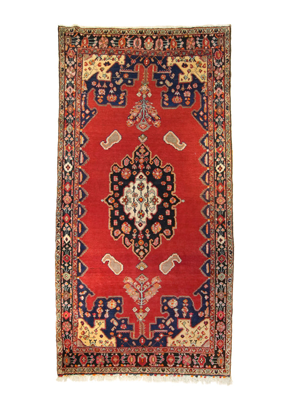 A10241 Persian Rug Nahavand Handmade Area Tribal 4'12'' x 9'11'' -5x10- Red Geometric Open Field Design