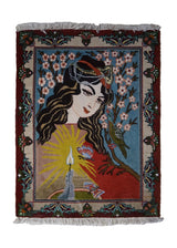 A10326 Persian Rug Tabriz Handmade Area Traditional 1'11'' x 2'5'' -2x2- Red Blue Pictorial Design