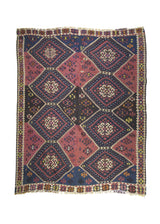 A10355 Oriental Rug Turkish Handmade Area Tribal 5'8'' x 7'0'' -6x7- Blue Red Geometric Design