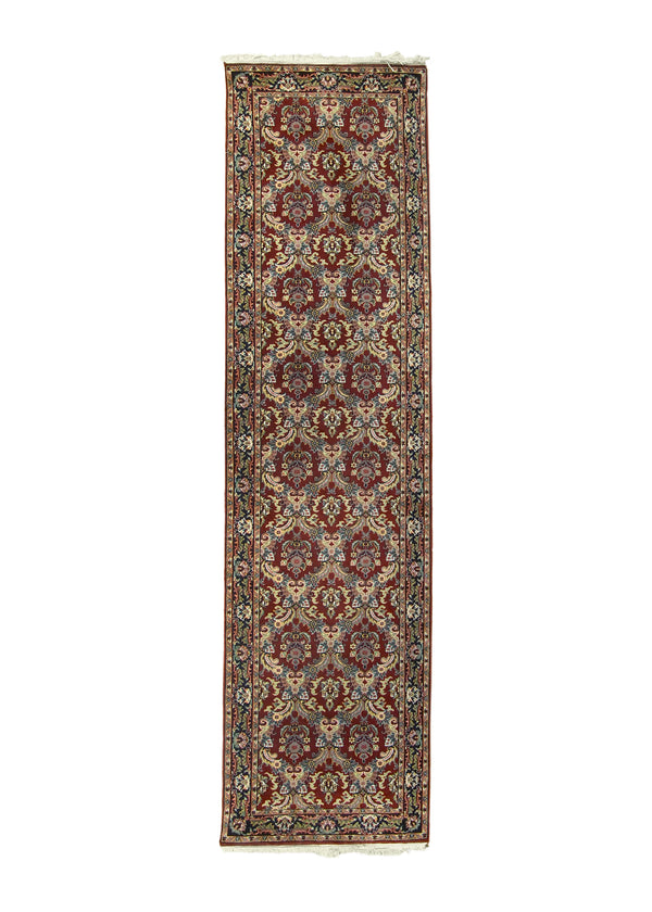 A10379 Oriental Rug Indian Handmade Runner Traditional 2'7'' x 10'0'' -3x10- Red Blue Floral Design.jpg