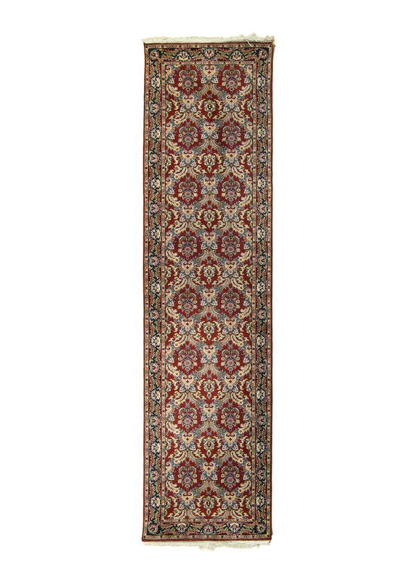A10379 Oriental Rug Indian Handmade Runner Traditional 2'7'' x 10'0'' -3x10- Red Blue Floral Design