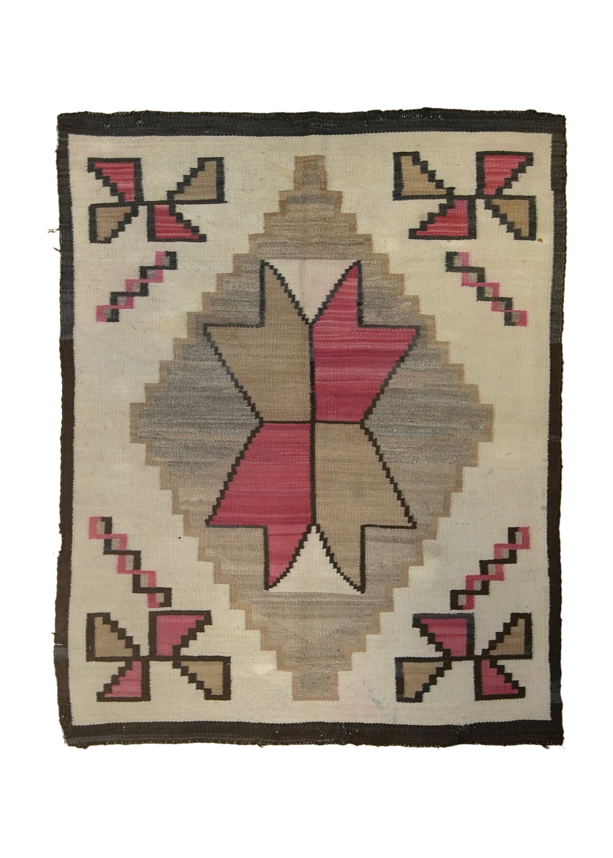 Native American Rug Navajo Handmade Area Tribal Antique 3'10