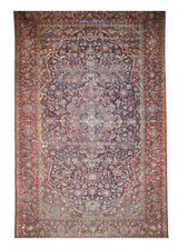 A10532 Persian Rug Kashan Handmade Area Traditional 4'2'' x 6'7'' -4x7- Red Blue Floral Design