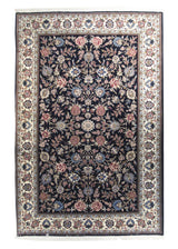 A10691 Persian Rug Isfahan Handmade Area Traditional 4'6'' x 7'2'' -5x7- Blue Whites Beige Floral Design