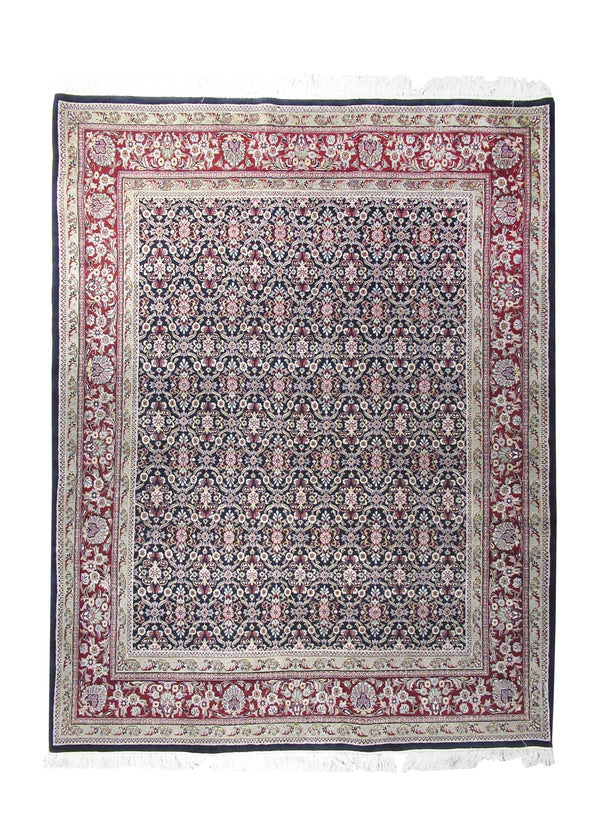 A10790 Oriental Rug Indian Handmade Area Traditional 7'6'' x 9'8'' -8x10- Blue Red Floral Design