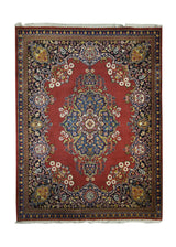 A10997 Persian Rug Moud Handmade Area Traditional 4'1'' x 5'3'' -4x5- Red Blue Floral Open Field Design