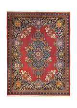A10997 Persian Rug Moud Handmade Area Traditional 4'1'' x 5'3'' -4x5- Red Blue Floral Open Field Design.jpg