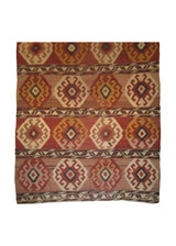 A11218 Oriental Rug Turkish Handmade Area Tribal 7'6'' x 15'5'' -8x15- Red Kilim Geometric Design