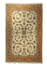 A11496 Persian Rug Tabriz Handmade Area Traditional 6'7'' x 10'1'' -7x10- Whites Beige Pink Naghsh Design