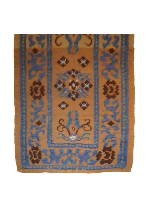 A11567 Native American Rug South America Handmade Area Tribal 4'0'' x 6'11'' -4x7- Whites Beige Blue Geometric Design