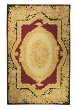 A11709 Oriental Rug Chinese Handmade Area Traditional 5'7'' x 8'11'' -6x9- Red Black Needlepoint Savonnerie Design