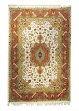 A11782 Persian Rug Tabriz Handmade Area Traditional 6'8'' x 10'1'' -7x10- Whites Beige Pink Floral Naghsh Design