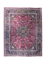 A11788 Persian Rug Mashhad Handmade Area Traditional 8'4'' x 10'7'' -8x11- Blue Red Floral Design