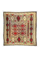 A12039 Native American Rug Navajo Handmade Square Antique Tribal 9'0'' x 9'2'' -9x9- Whites Beige Black Geometric Design.jpg