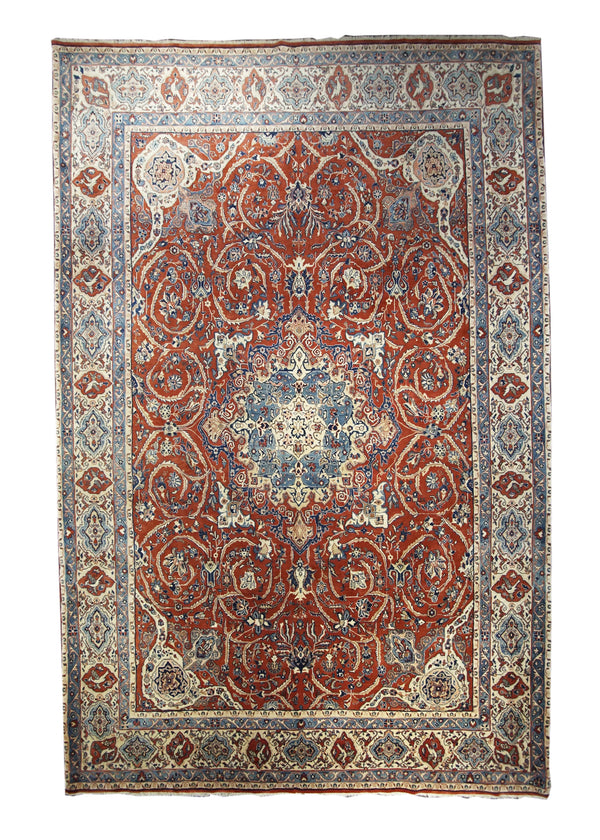 A12200 Persian Rug Sarouk Handmade Area Traditional 8'3'' x 12'6'' -8x13- Red Blue Floral Design