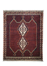 A12203 Persian Rug Afshar Handmade Area Tribal 4'7'' x 5'9'' -5x6- Red Blue Geometric Paisley Boteh Design