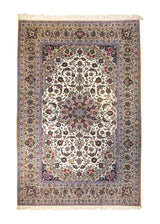 A12310 Persian Rug Isfahan Handmade Area Traditional 6'11'' x 10'0'' -7x10- Whites Beige Purple Floral Design