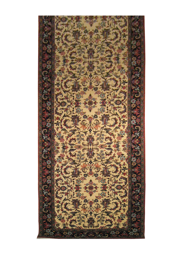 A12407 Persian Rug Bijar Handmade Runner Traditional 2'8'' x 13'2'' -3x13- Whites Beige Blue Floral Design