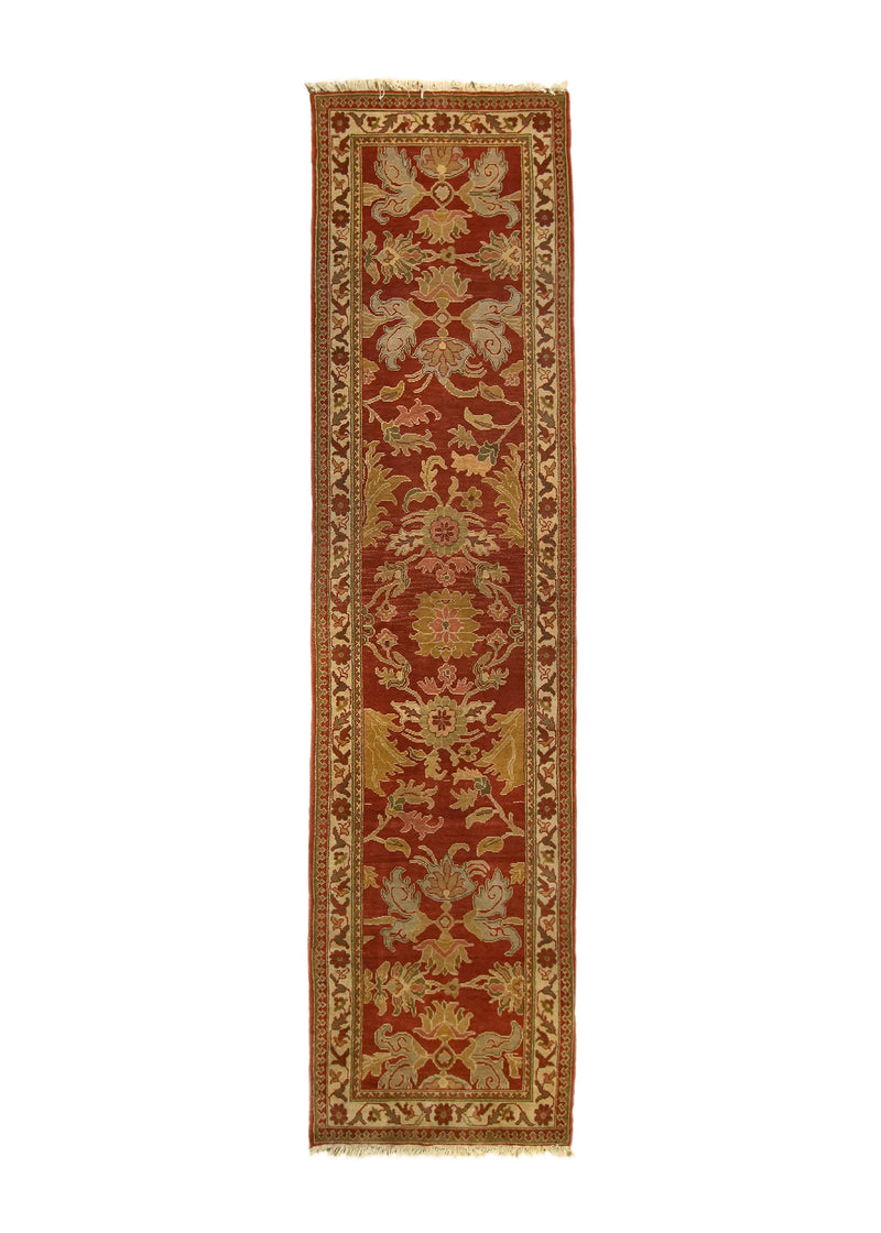 A12422 Oriental Rug Chinese Handmade Runner Transitional 3'0'' x 12'0'' -3x12- Red Floral Design.jpg