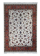 A12891 Persian Rug Tabriz Handmade Area Traditional 4'10'' x 7'0'' -5x7- Whites Beige Pink Floral Design