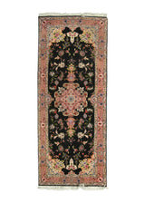 A12897 Persian Rug Tabriz Handmade Runner Traditional 2'8'' x 6'7'' -3x7- Black Pink Floral Naghsh Design.jpg