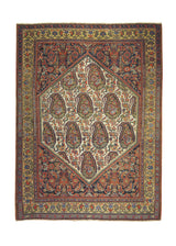 A12918 Persian Rug Malayer Handmade Area Tribal Antique 4'6'' x 6'7'' -5x7- Yellow Gold Red Paisley Boteh Herati Design