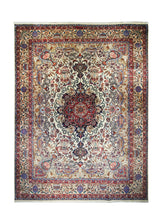 A13040 Persian Rug Kashmar Handmade Area Traditional 9'10'' x 13'5'' -10x13- Whites Beige Blue Floral Vase Design