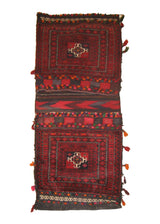 A13160 Oriental Rug Turkmen Handmade Saddle Tribal 2'0'' x 4'6'' -2x5- Red Baloch Geometric Design