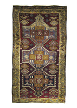 A13163 Oriental Rug Turkish Handmade Area Tribal 4'0'' x 7'3'' -4x7- Red Yellow Gold Geometric Design