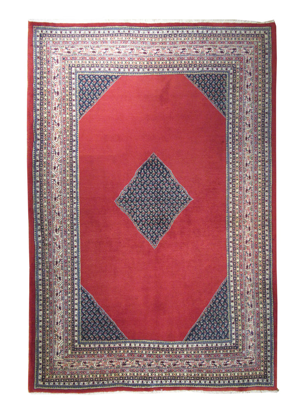 A13171 Persian Rug Saraband Handmade Area Tribal 6'7'' x 9'9'' -7x10- Red Open Field Paisley Boteh Design