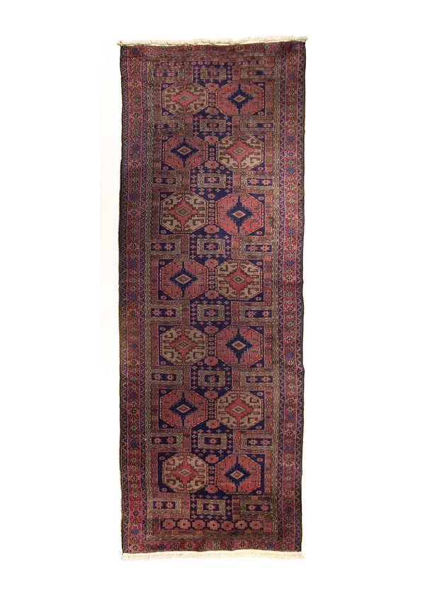 A13284 Oriental Rug Turkish Handmade Runner Antique 4'7'' x 12'7'' -5x13- Blue Floral Design
