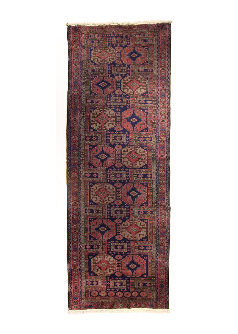 A13284 Oriental Rug Turkish Handmade Runner Antique 4'7'' x 12'7'' -5x13- Blue Floral Design