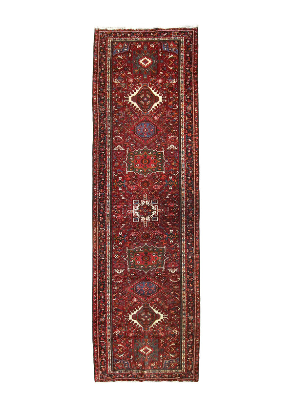 A13381 Persian Rug Gharajeh Handmade Runner Tribal 4'5'' x 15'0'' -4x15- Red Geometric Design.jpg