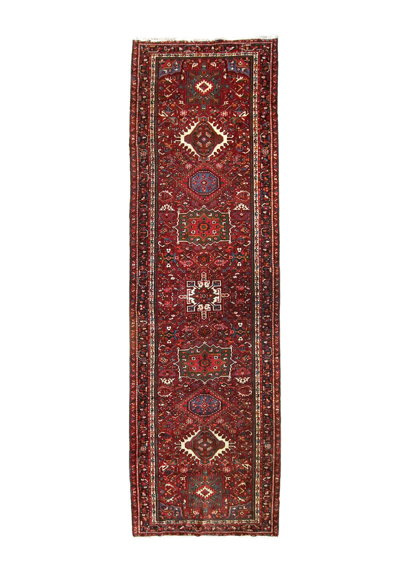 A13381 Persian Rug Gharajeh Handmade Runner Tribal 4'5'' x 15'0'' -4x15- Red Geometric Design.jpg