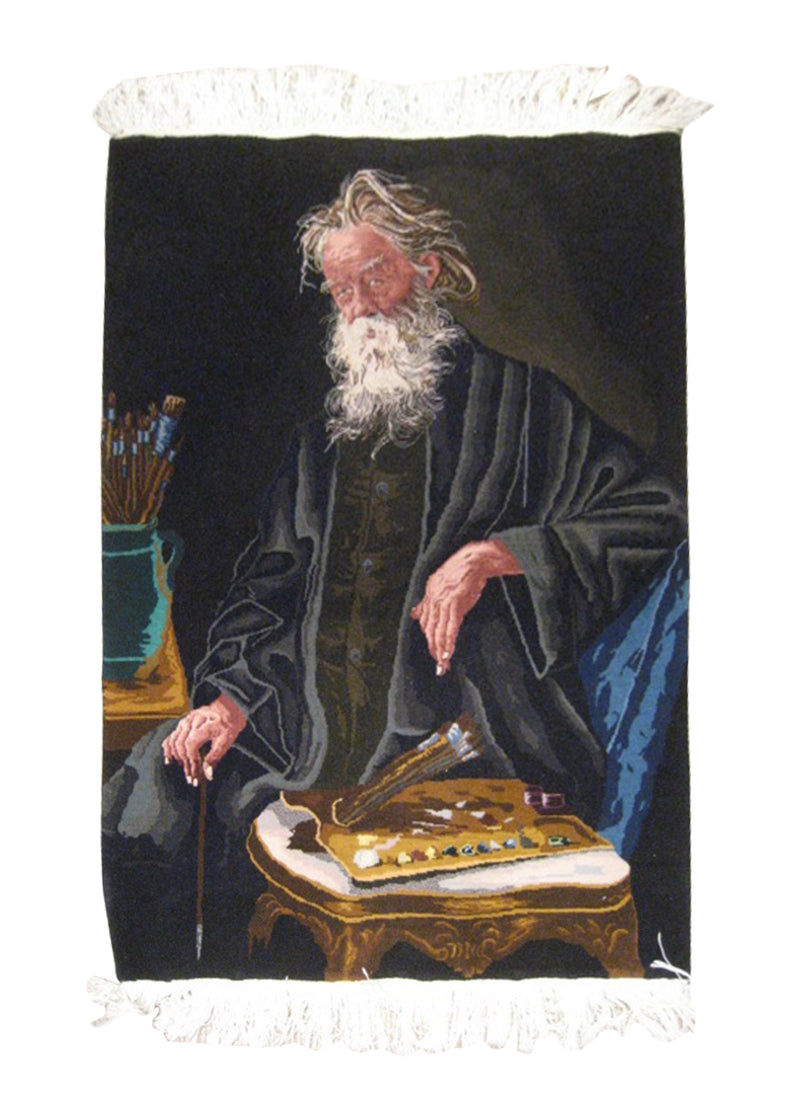 A13468 Persian Rug Tabriz Handmade Area Traditional 2'5'' x 3'3'' -2x3- Brown Pictorial Design