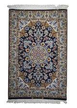 A13502 Persian Rug Isfahan Handmade Area Traditional 2'9'' x 4'2'' -3x4- Blue Whites Beige Floral Design