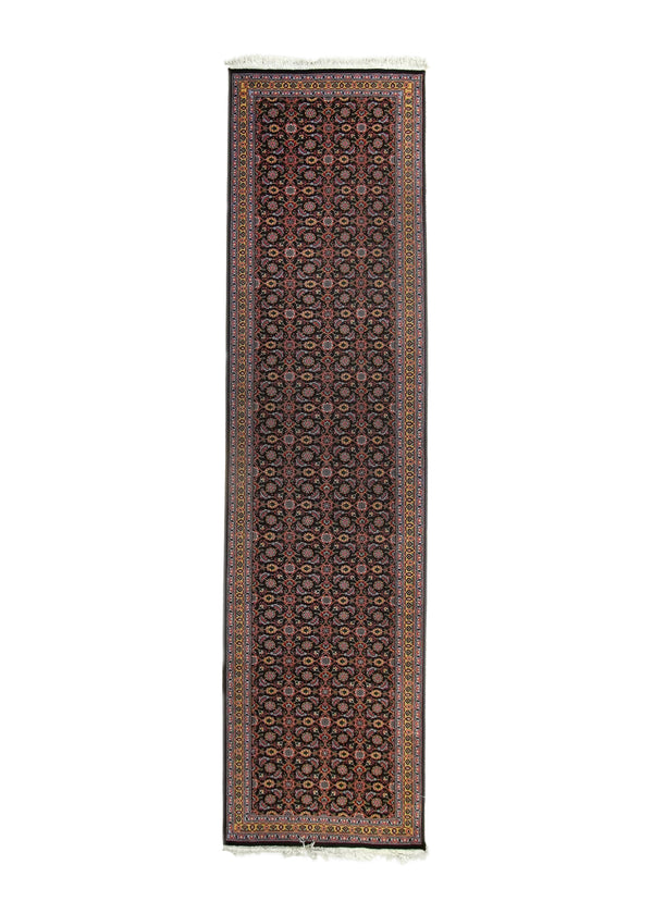 A13519 Persian Rug Tabriz Handmade Runner Traditional 2'5'' x 9'10'' -2x10- Blue Yellow Gold Mahi Fish Floral Design.jpg