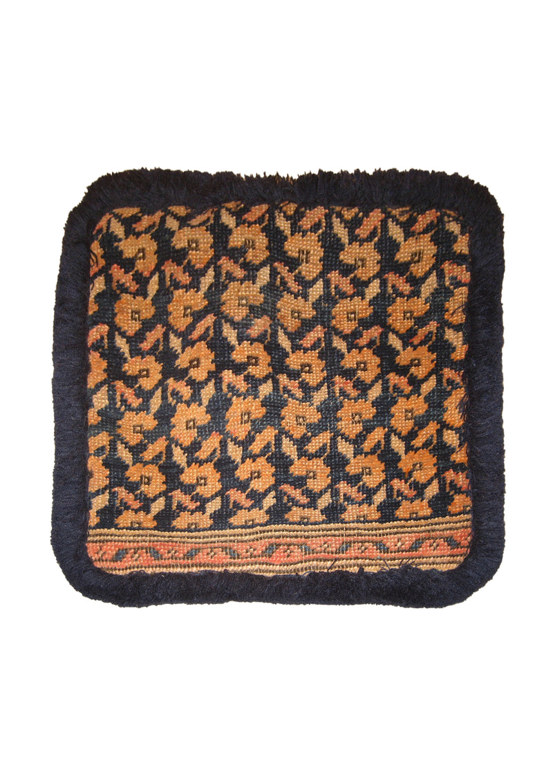 A13683 Persian Rug Malayer Handmade Pillow Antique 1'5'' x 1'5'' -1x1- Blue Yellow Gold Geometric Design