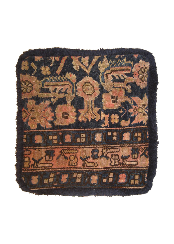 A13693 Persian Rug Malayer Handmade Pillow Antique 1'5'' x 1'5'' -1x1- Blue Red Geometric Design