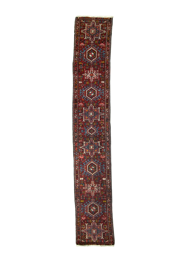 A13995 Persian Rug Gharajeh Handmade Runner Tribal 1'9'' x 11'3'' -2x11- Red Geometric Design.jpg
