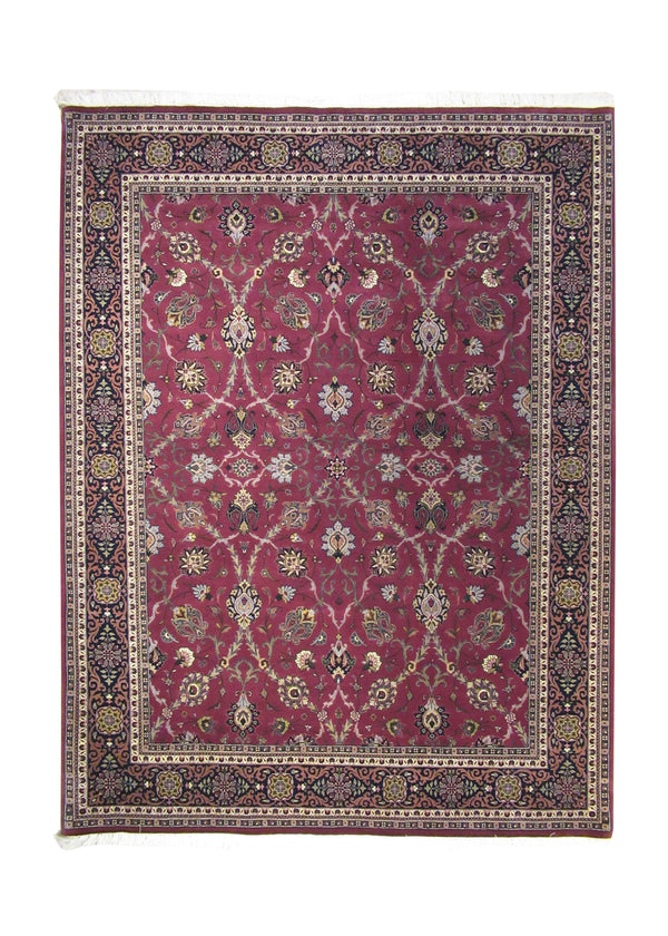 A14192 Oriental Rug Indian Handmade Area Traditional 6'5'' x 8'6'' -6x9- Red Floral Design