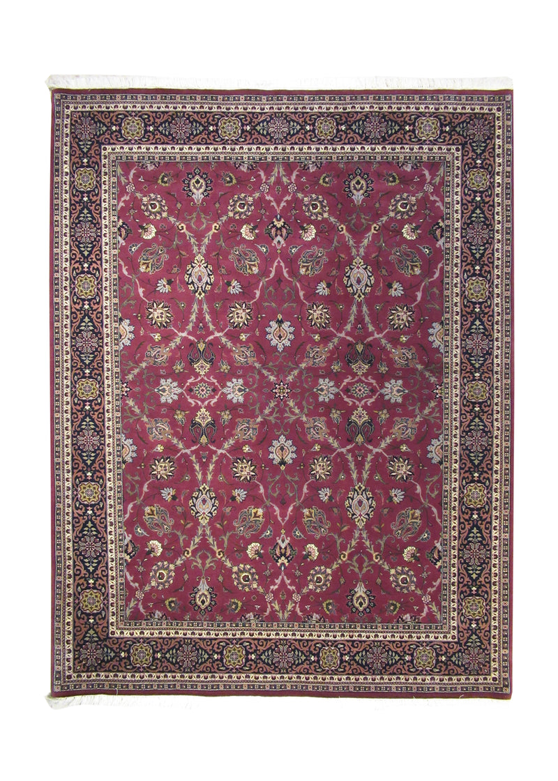 A14192 Oriental Rug Indian Handmade Area Traditional 6'5'' x 8'6'' -6x9- Red Floral Design