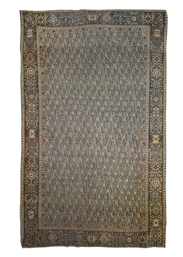 A14305 Persian Rug Sarouk Handmade Area Traditional Antique 4'0'' x 6'4'' -4x6- Whites Beige Paisley Boteh Design