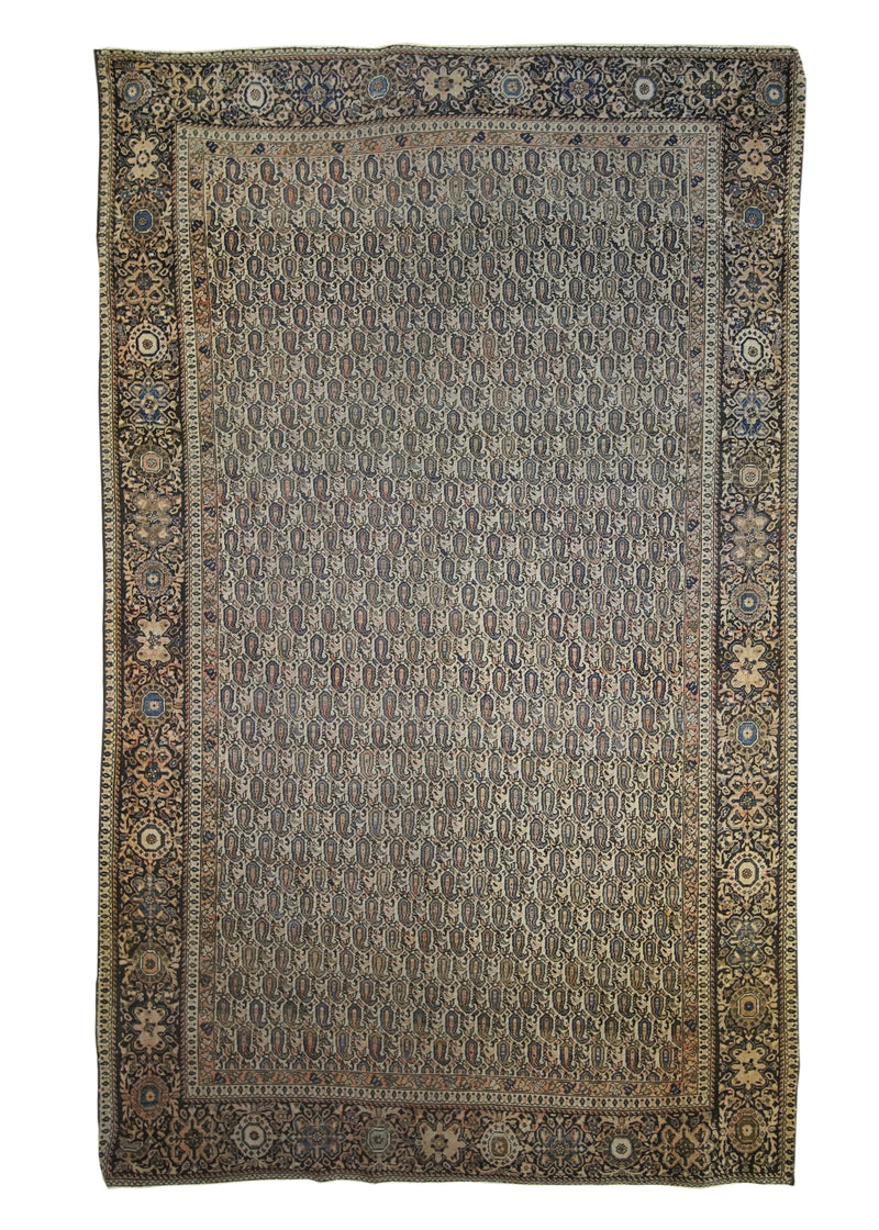 A14305 Persian Rug Sarouk Handmade Area Traditional Antique 4'0'' x 6'4'' -4x6- Whites Beige Paisley Boteh Design
