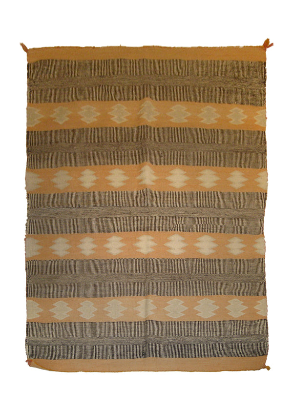 A14321 Native American Rug Navajo Handmade Area Tribal Antique 3'8'' x 5'0'' -4x5- Brown Orange Crystal Design